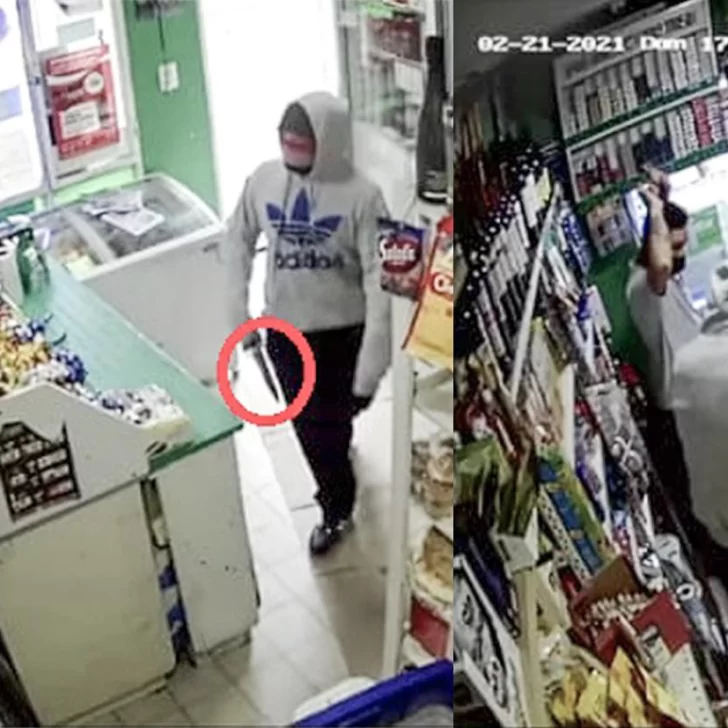 Delincuente asaltó un kiosco con un cuchillo de carnicero