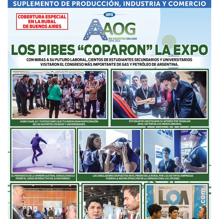 Tapa Especial de La Opinión Austral: los pibes “coparon” la Expo Argentina Oil & Gas 2023