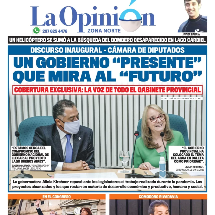 Diario La Opinión Zona Norte tapa edición impresa del 2 de marzo de 2021, Santa Cruz, Argentina Diario La Opinión Zona Norte tapa edición impresa del 2 de marzo de 2021, Santa Cruz, Argentina
