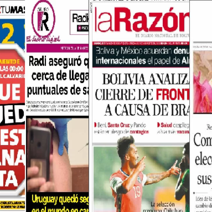 Segunda ola: el avance del coronavirus en las tapas de los diarios de Brasil, Chile, Uruguay, Paraguay, Perú y Bolivia Segunda ola: el avance del coronavirus en las tapas de los diarios de Brasil, Chile, Uruguay, Paraguay, Perú y Bolivia