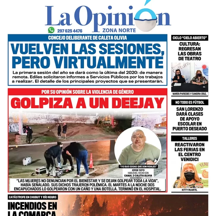 Diario La Opinión Zona Norte tapa edición impresa del 11 de marzo de 2021, Santa Cruz, Argentina Diario La Opinión Zona Norte tapa edición impresa del 11 de marzo de 2021, Santa Cruz, Argentina