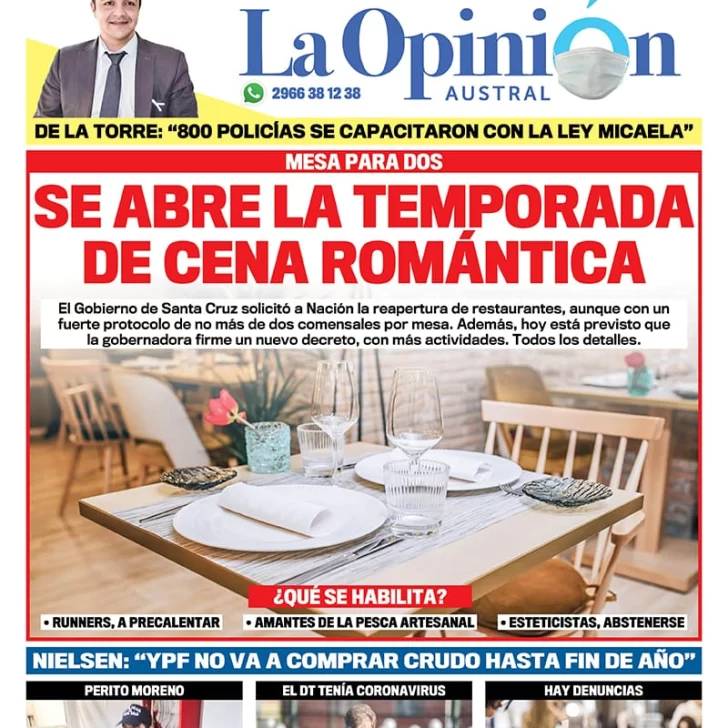 Diario La Opinión Austral edición impresa del 21 de mayo de 2020, Santa Cruz, Argentina