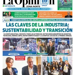 Diario La Opinión Zona Norte tapa edición impresa del martes 12 de septiembre de 2023, Caleta Olivia, Santa Cruz, Argentina