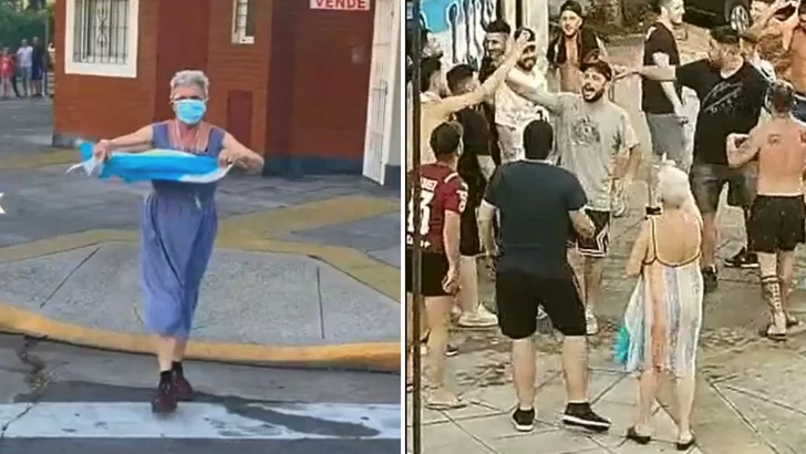 La abuela con más aguante: salió a festejar la victoria de Argentina con un grupo de hinchas y se volvió viral