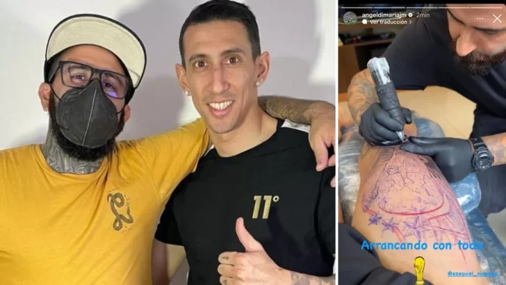 Ángel Di María se tatuó la Copa del Mundo en la pierna: “Con todo”