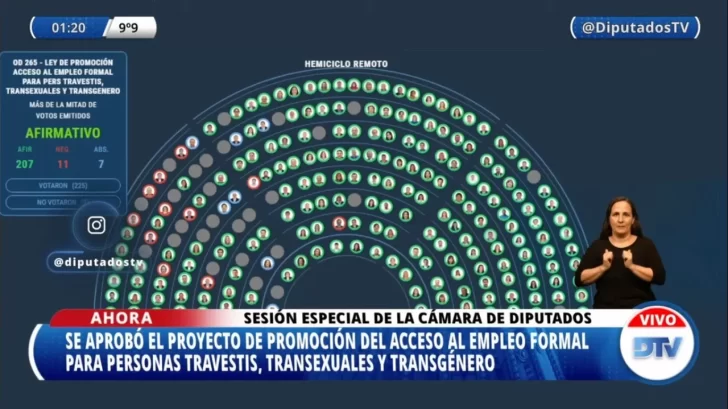 Diputados aprobó y envió al Senado el proyecto de ley sobre cupo laboral travesti trans