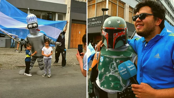 Bender y Boba Fett le pusieron color al festejo mundialista de Río Gallegos