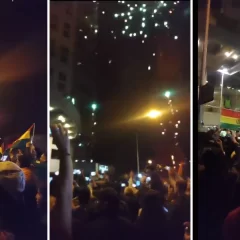 Hinchas bolivianos tiraron fuegos artificiales cerca del hotel de la “Scaloneta” en La Paz