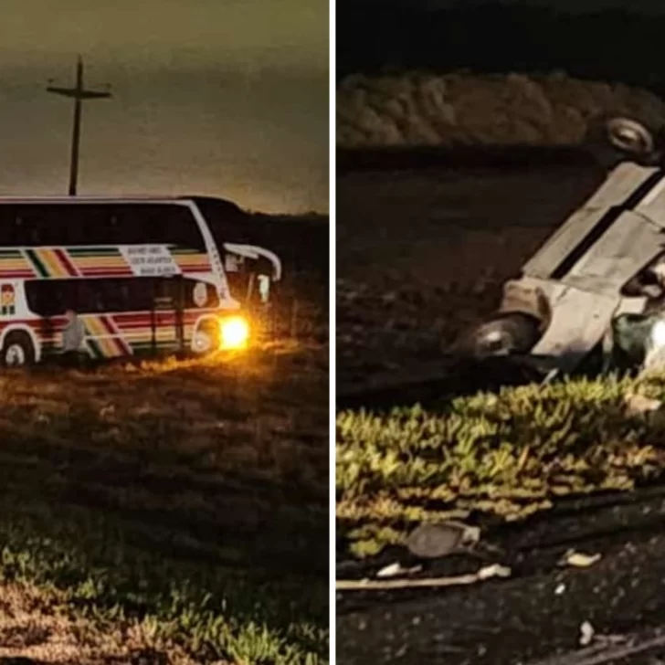 Tres muertos en un choque frontal entre un micro y una camioneta en la Ruta Nacional 3