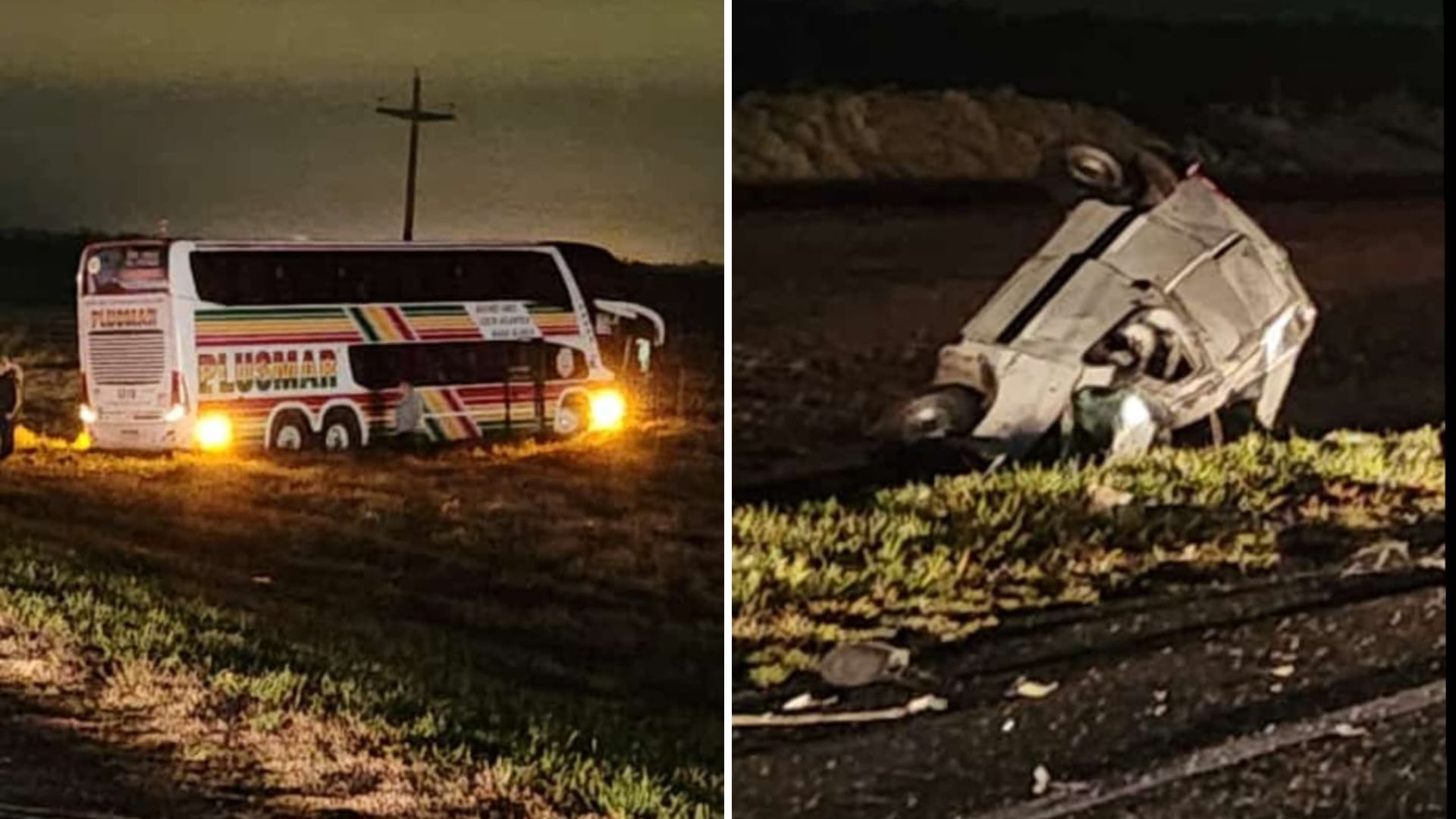 Tres muertos en un choque frontal entre un micro y una camioneta en la Ruta Nacional 3