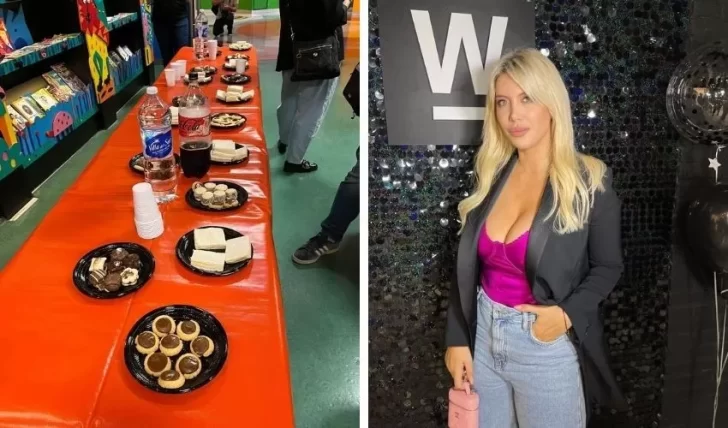 Un evento de Wanda Nara se volvió viral por su catering: papitas, sánguches y galletitas