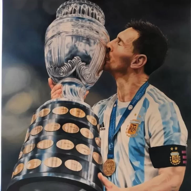 El cuadro para Lionel Messi que refleja un momento histórico El cuadro para Lionel Messi que refleja un momento histórico