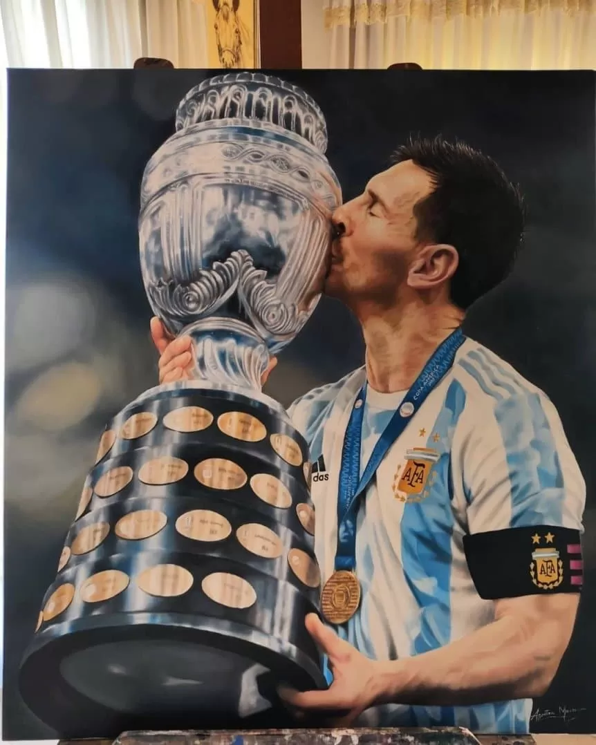 El cuadro para Lionel Messi que refleja un momento histórico El cuadro para Lionel Messi que refleja un momento histórico