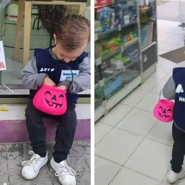 “Dulce o multa”: un nene se disfrazó de inspector de AFIP para Halloween y atemorizó a todos los comerciantes