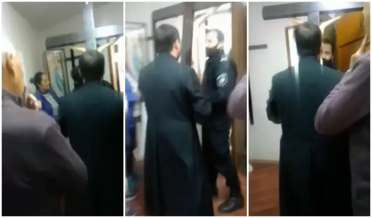 Video. Sacerdote violaba el DNU y echó con un “exorcismo” al policía que fue a controlar la iglesia