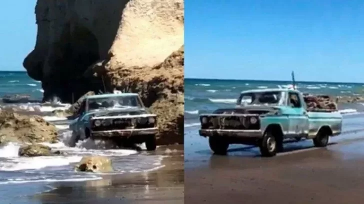 Hallaron muerto al conductor de la F100 que se hizo famoso por andar en la playa de Las Grutas