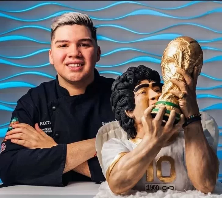 Torta maradoneana: Gastón Salas representó a Diego Maradona en formato comestible para el concurso “Yo soy repostar”