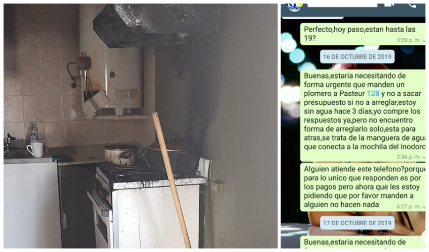 Avisaron a la inmobiliaria que había una fuga de gas, no lo repararon y se les incendió el departamento Avisaron a la inmobiliaria que había una fuga de gas, no lo repararon y se les incendió el departamento