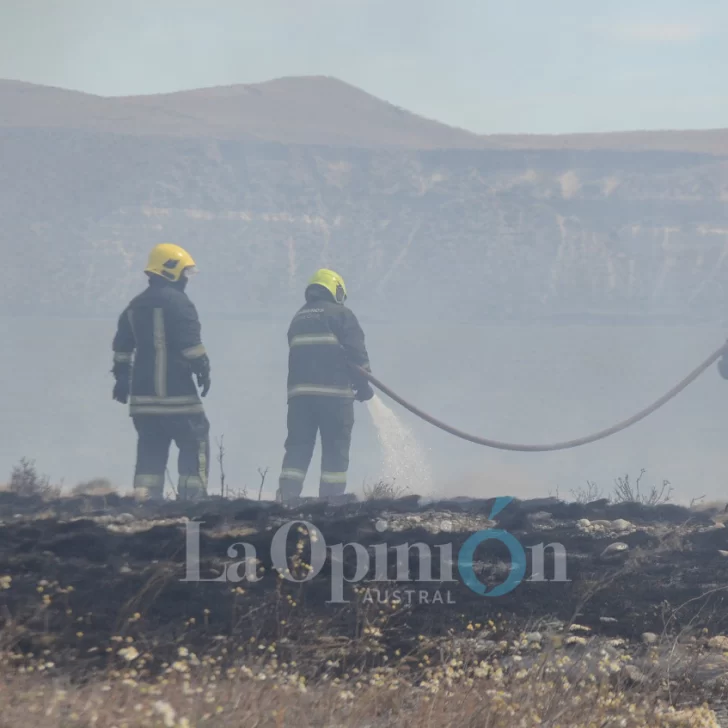 Videos. Se desató un voraz incendio de pastizales en el ingreso de Río Gallegos