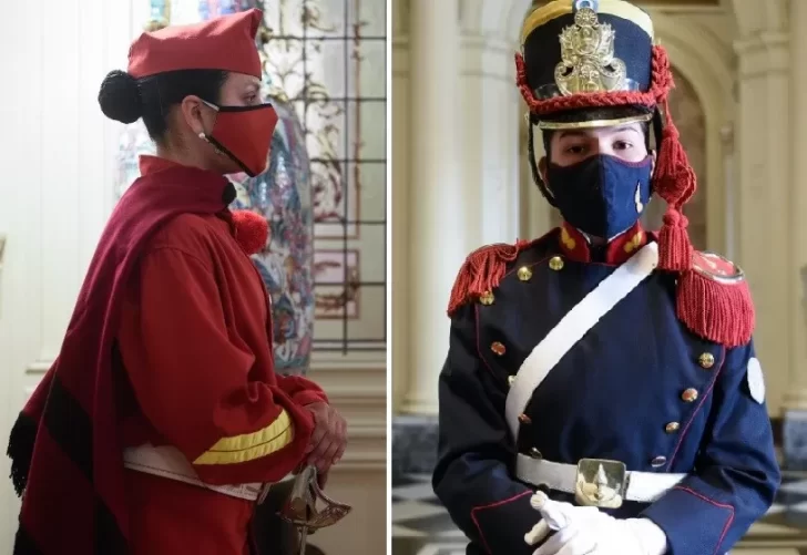 Guardia inclusiva: la imagen de la infernala y granadera que escoltaron al Presidente