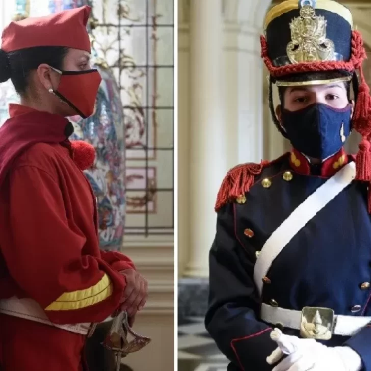 Guardia inclusiva: la imagen de la infernala y granadera que escoltaron al Presidente