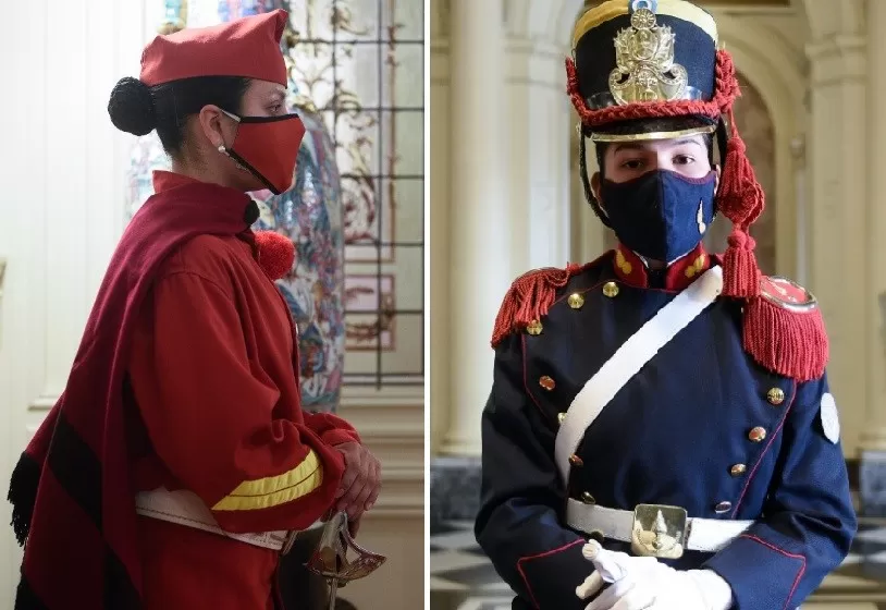 Guardia inclusiva: la imagen de la infernala y granadera que escoltaron al Presidente