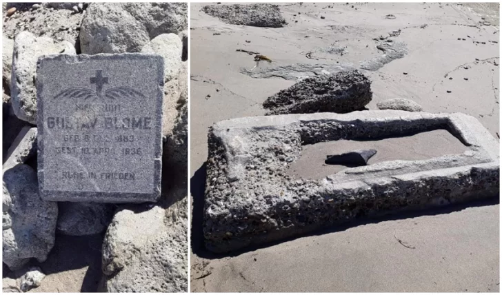 Halló tumbas y lápidas cuando bajó la marea y vecinos ayudaron a reconstruir la historia