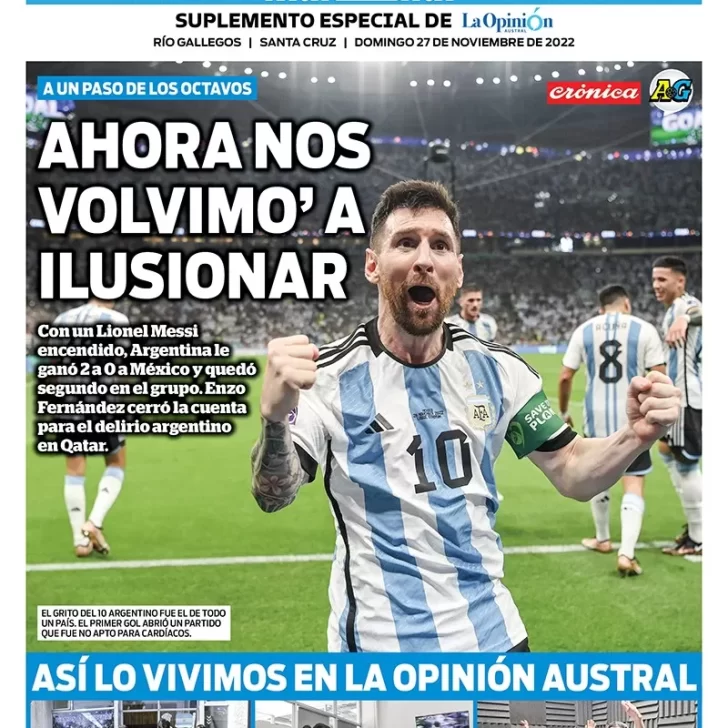 Tapa Latidos Mundial del domingo 27 de noviembre de 2022, Río Gallegos, Santa Cruz