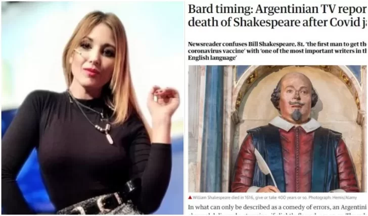 El papelón de la conductora de Canal 26 por la muerte de William Shakespeare llegó a los diarios del mundo