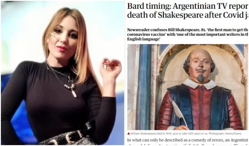 El papelón de la conductora de Canal 26 por la muerte de William Shakespeare llegó a los diarios del mundo