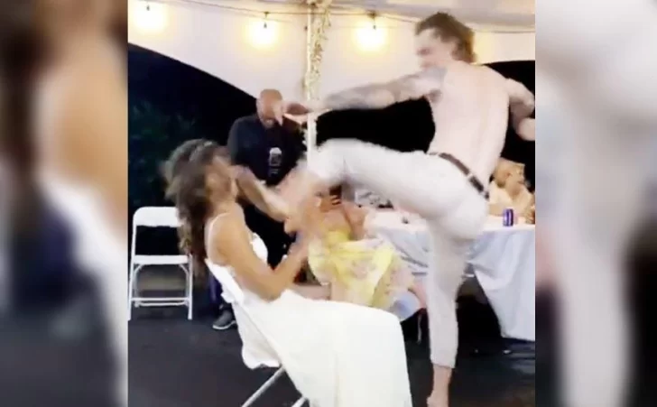 Video. En baile erótico, novio pateó la cara de su flamante esposa y arruinó la noche de boda