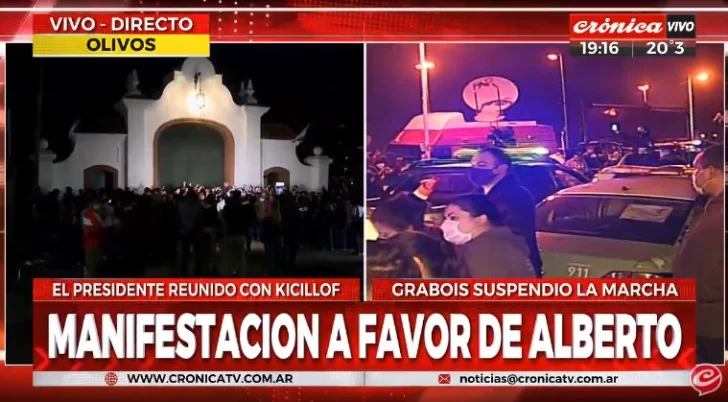 Vecinos se manifiestan en Olivos a favor de Alberto Fernández en medio del conflicto con la Policía Bonaerense