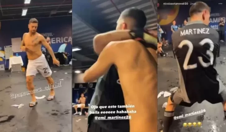 ¡Siga el baile, siga el baile! El imperdible show de “Papu” Gómez y Emiliano “Dibu” Martínez en el vestuario