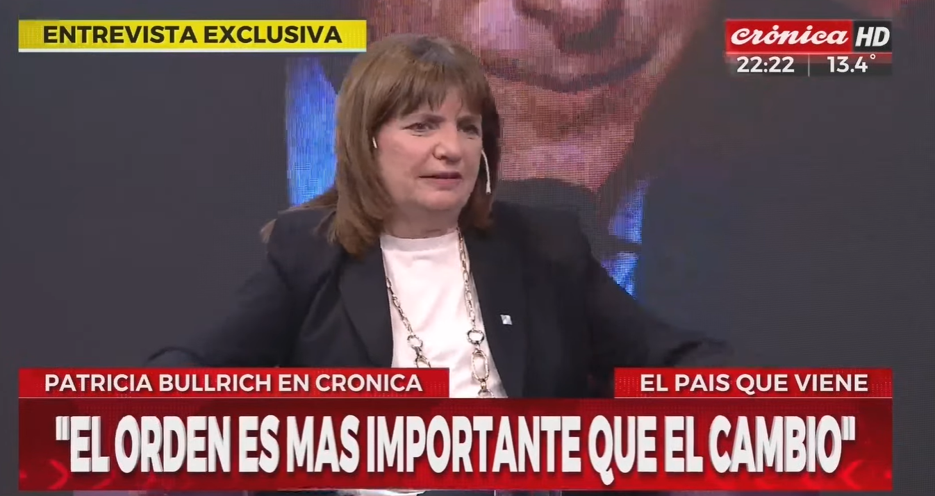 Patricia Bullrich en Crónica HD: “Me veo ganando el ballotage”