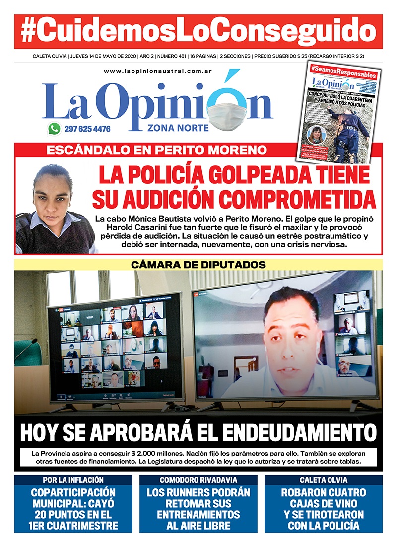 Diario La Opinión Zona Norte tapa edición impresa del 14 de mayo de 2020, Santa Cruz, Argentina Diario La Opinión Zona Norte tapa edición impresa del 14 de mayo de 2020, Santa Cruz, Argentina