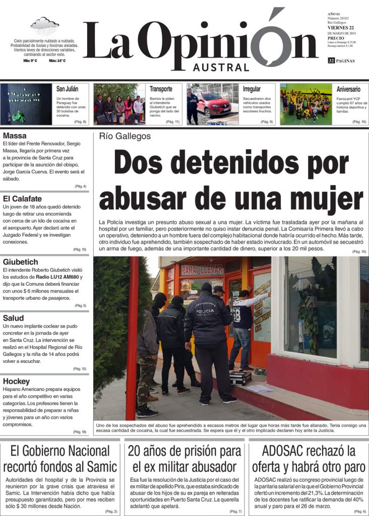 La Opinión Austral Edición impresa viernes 22 de marzo de 2019
