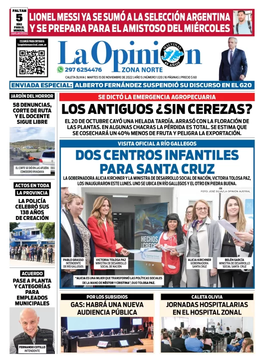 Diario La Opinión Zona Norte Tapa Edición Impresa Del Martes 15 De Noviembre De 2022 Caleta