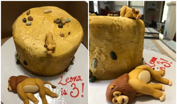 Se volvió viral: Una niña festejó su cumpleaños con una torta del Rey León y no quiso compartirla
