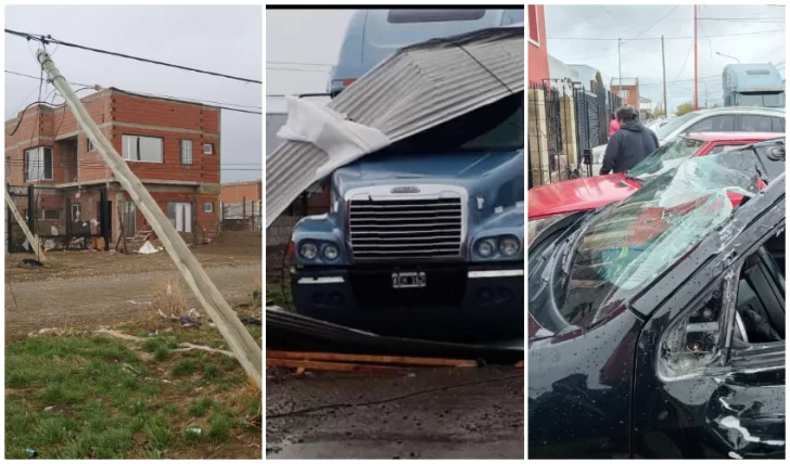 Las imágenes que dejó el temporal de viento: chapas volando, postes caídos y una tormenta de tierra
