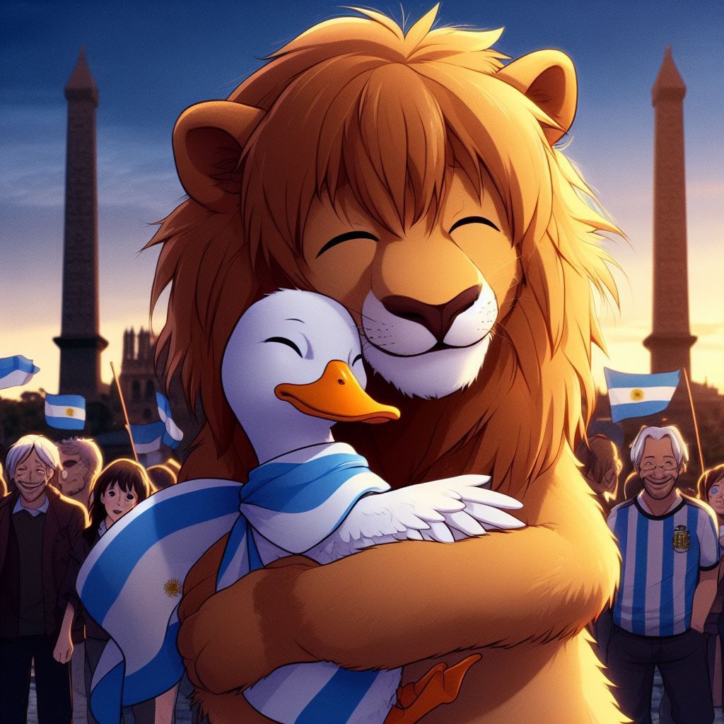 Milei publicó un dibujo de un león abrazado con un pato mientras Patricia Bullrich le daba su apoyo público