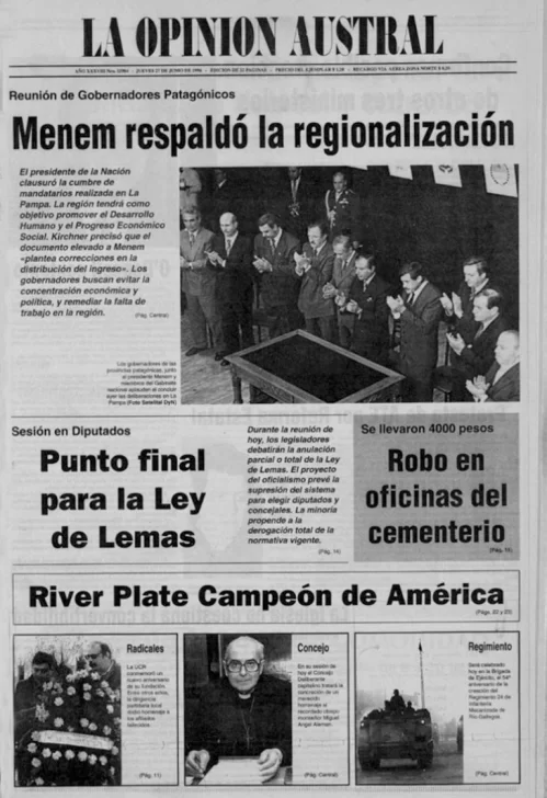 La-Opinion-Austral-27-de-junio-de-1996-patagonia-gobernadores-tratado-nestor-kirchner-499x728