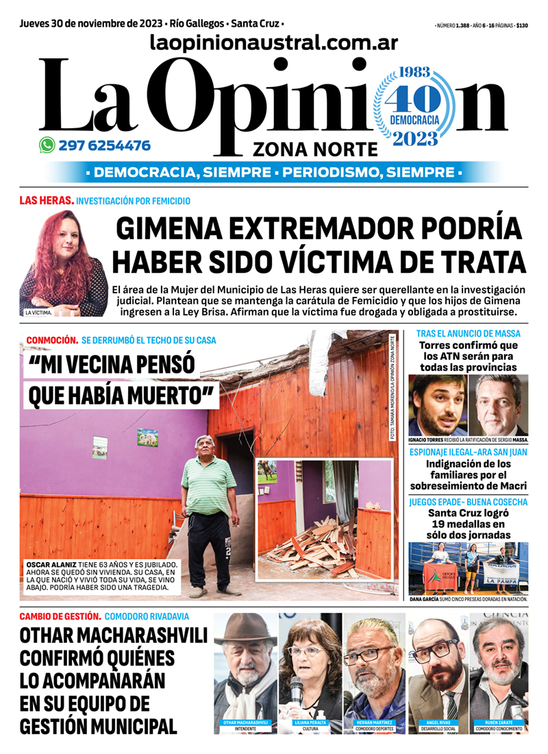  Tapa del 30 de noviembre del 2023.