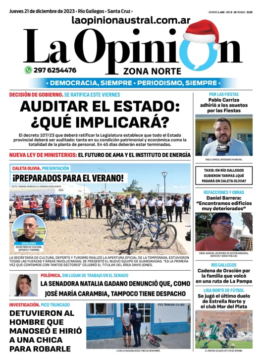 Diario La Opinión Zona Norte Tapa Edición Impresa Del Jueves 21 De Diciembre De 2023 Caleta