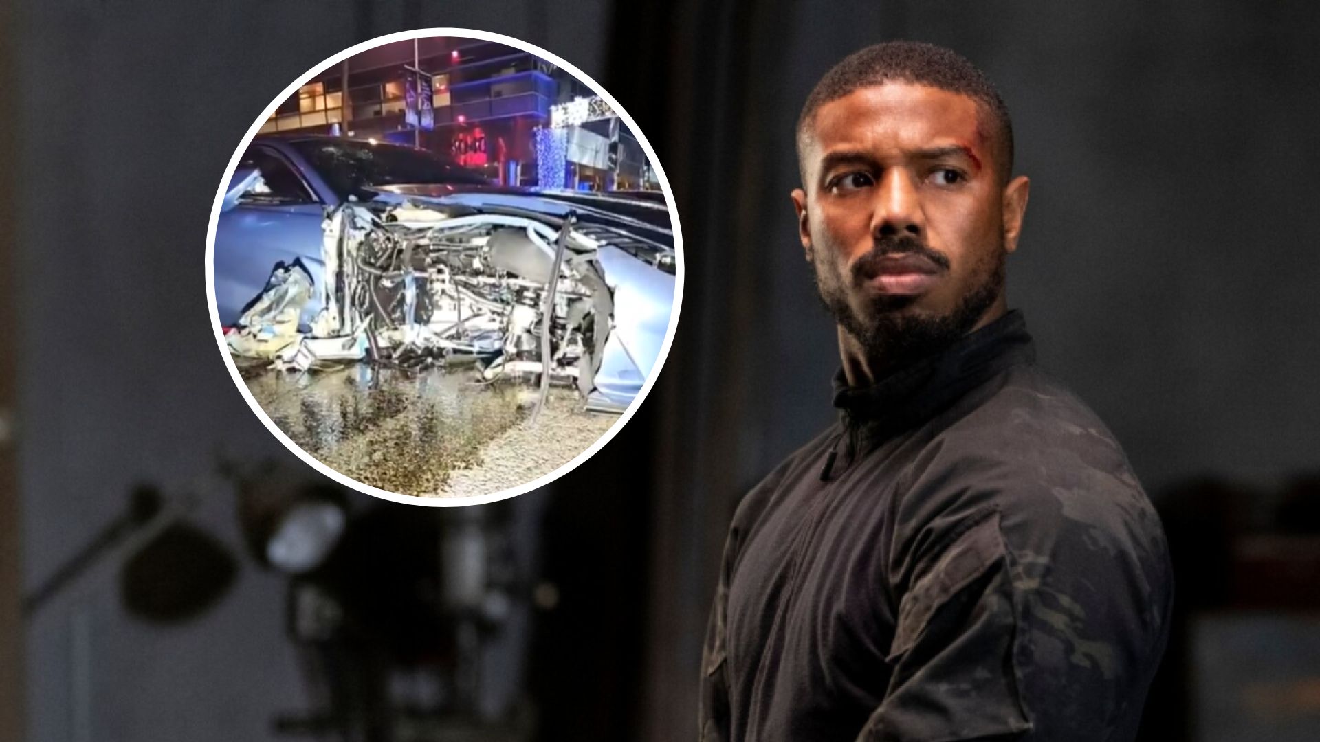 Michael B. Jordan chocó su Ferrari contra un auto estacionado