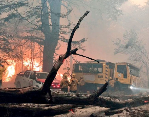 El viento complica el incendio en el Parque Nacional Los Alerces y ya hay 2.300 hectáreas quemadas