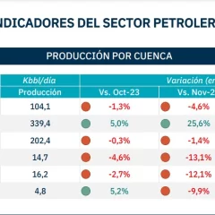 La producción convencional cayó en todas la cuencas durante noviembre