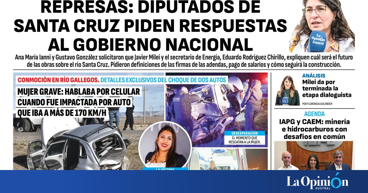Diario La Opinión Austral tapa edición impresa del domingo 28 de enero