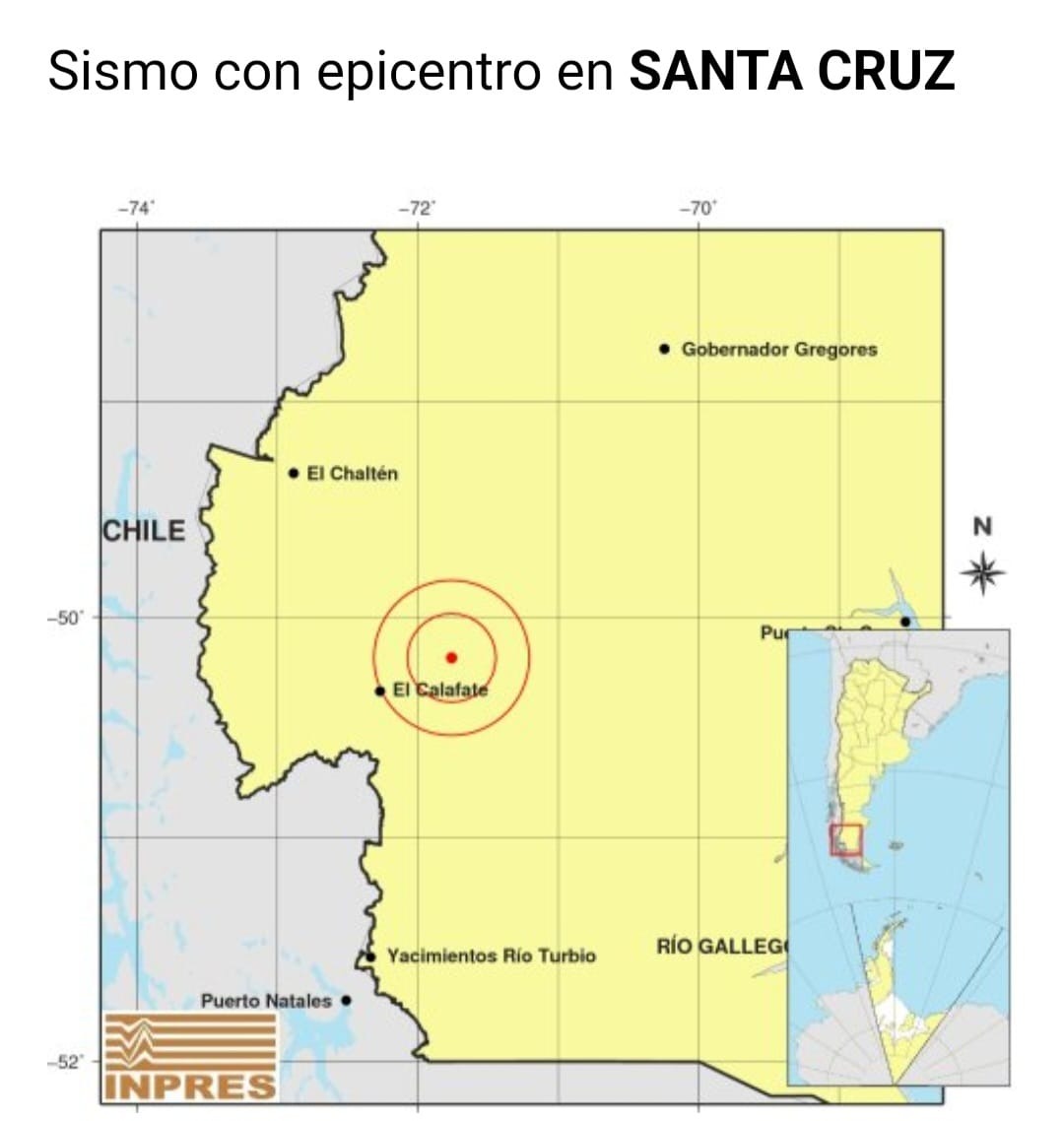Se registró un sismo de 2.8 grados en El Calafate Se registró un sismo de 2.8 grados en El Calafate