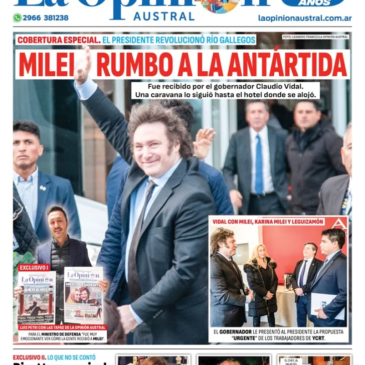 Diario La Opinión Austral tapa edición impresa del sábado 6 de enero de 2024, Río Gallegos, Santa Cruz, Argentina