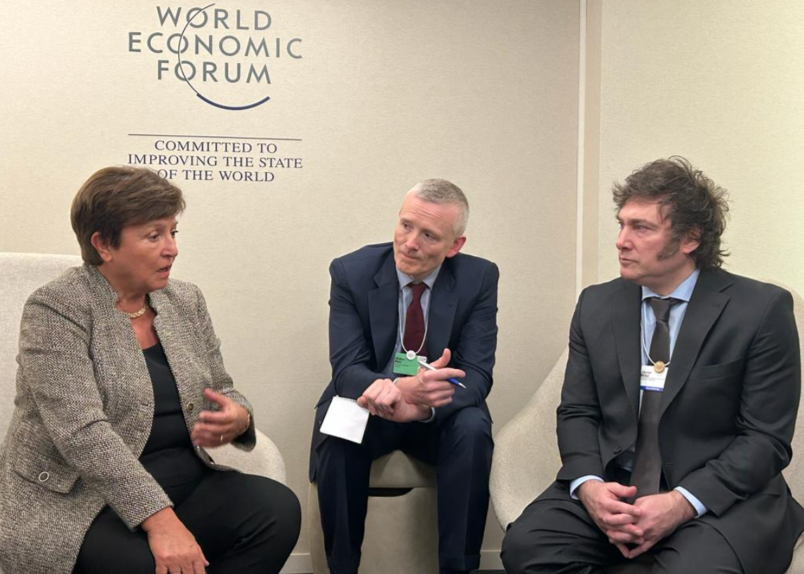 Javier Milei en Davos: se reunió con Kristalina Georgieva del FMI para asegurar el próximo desembolso y ratificar metas